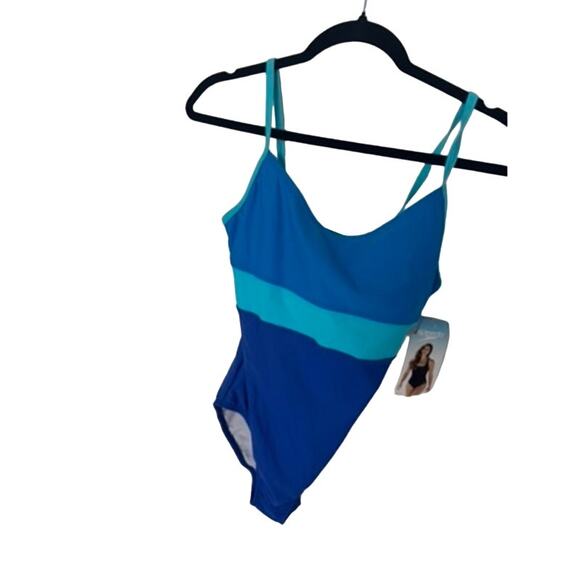 Women’s 6 NWT Speedo Blue One Piece Swimsuit Atlantic Blue Crossback - Picture 2 of 5